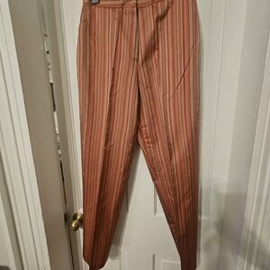 Josephine Chaus Coral Striped Silk Dress Pants